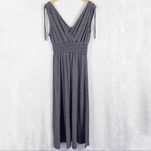 Just Love Sleeveless blk/gray striped Maxi Dress
